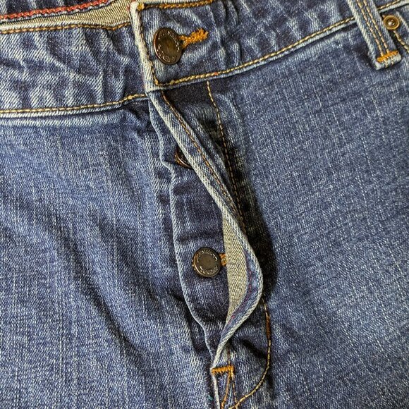 Levi Strauss Denim Jeans Juniors 17 Button Fly Stretch Low Rise Flare Med Wash - Picture 3 of 15